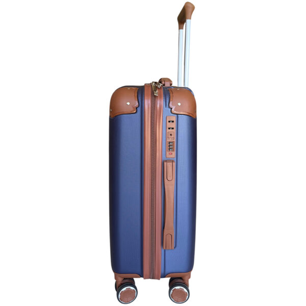 Βαλίτσα trolley 20″ μπλε ματ με καφέ λεπτομέρειες