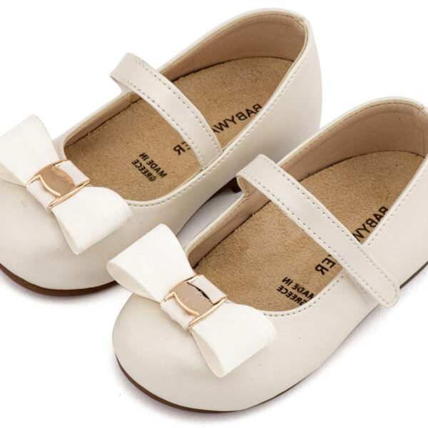 BS3600-IVORY-BABYWALKER.jpg Γοβάκι Μονή Μπαρέτα με Φιόγκο και Αγκράφα BS3600 Εκρού Babywalker