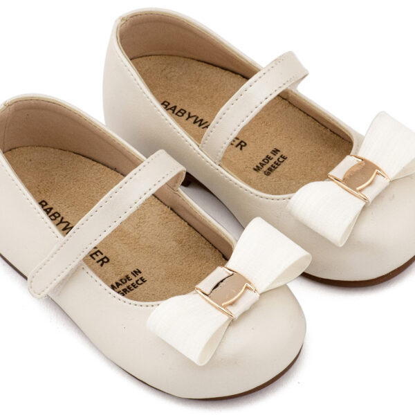 BS3600-IVORY1-BABYWALKER.jpg Γοβάκι Μονή Μπαρέτα με Φιόγκο και Αγκράφα BS3600 Εκρού Babywalker