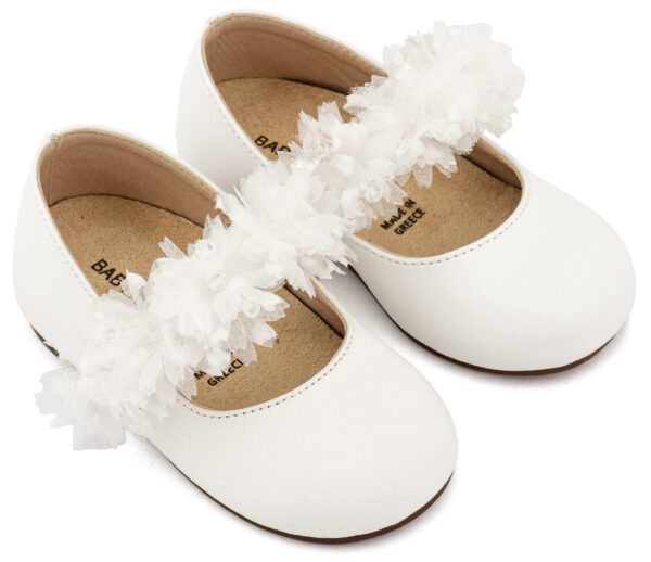 BS3602-WHITE1-BABYWALKER.jpg Γοβάκι Μονή Μπαρέτα Διακοσμημένη BS3602 Λευκό Babywalker