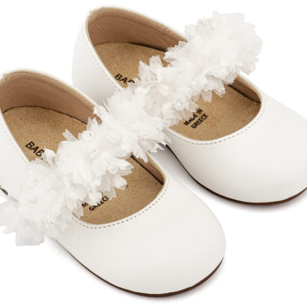 BS3602-WHITE1-BABYWALKER.jpg Γοβάκι Μονή Μπαρέτα Διακοσμημένη BS3602 Λευκό Babywalker