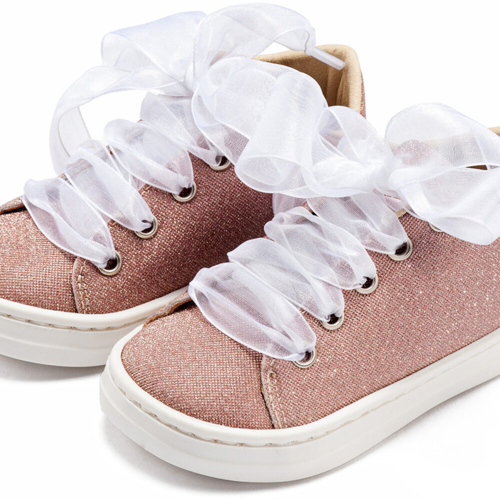 BW4864-PINK-BABYWALKER.jpg Sneaker απο Ύφασμα και Δέσιμο Κορδέλα BW4864 Ροζ Babywalker
