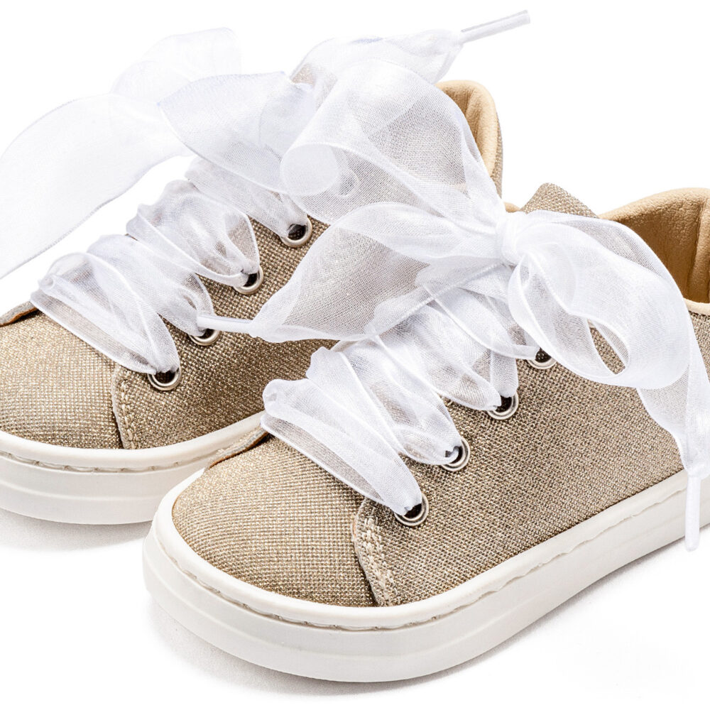 BW4864-PLATINUM-BABYWALKER.jpg Sneaker απο Ύφασμα και Δέσιμο Κορδέλα BW4864 Πλατίνα Babywalker