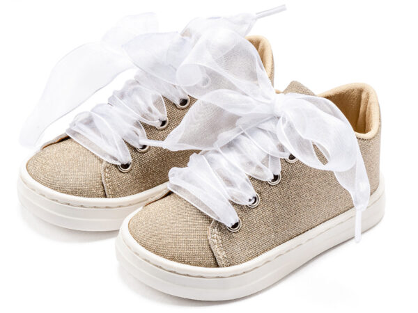 Sneaker απο Ύφασμα και Δέσιμο Κορδέλα BW4864 Πλατίνα Babywalker