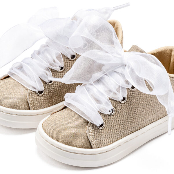 Sneaker απο Ύφασμα και Δέσιμο Κορδέλα BW4864 Πλατίνα Babywalker