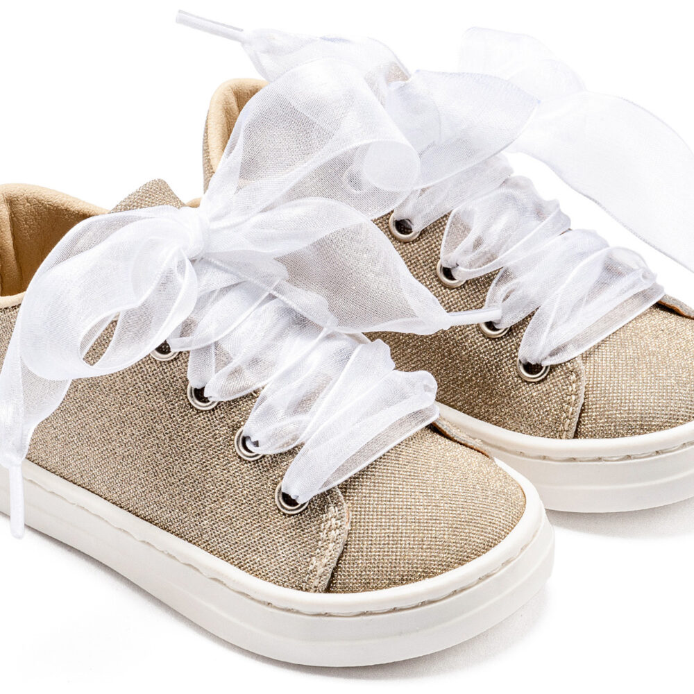 Sneaker απο Ύφασμα και Δέσιμο Κορδέλα BW4864 Πλατίνα Babywalker