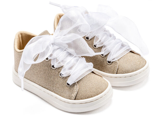 Sneaker απο Ύφασμα και Δέσιμο Κορδέλα BW4864 Πλατίνα Babywalker