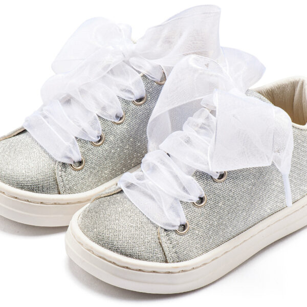 Sneaker απο Ύφασμα και Δέσιμο Κορδέλα BW4864 Ασημί Babywalker