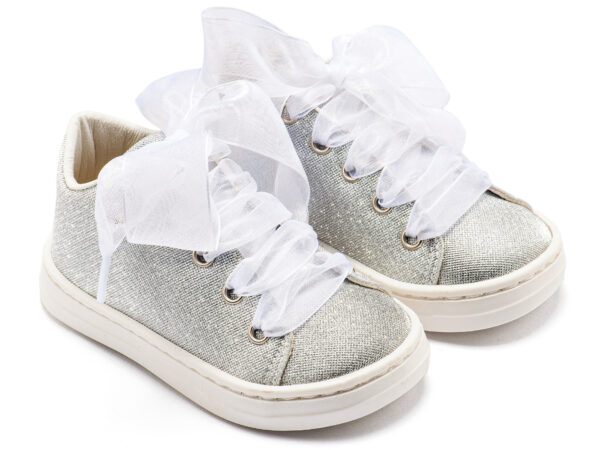 Sneaker απο Ύφασμα και Δέσιμο Κορδέλα BW4864 Ασημί Babywalker