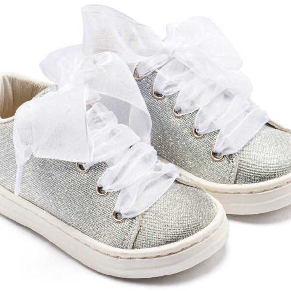 Sneaker απο Ύφασμα και Δέσιμο Κορδέλα BW4864 Ασημί Babywalker