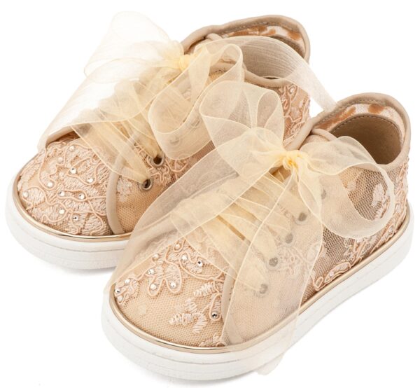 Sneaker απο Ύφασμα Φιλντιρέ Λουλούδια LU6129 Μπεζ Babywalker