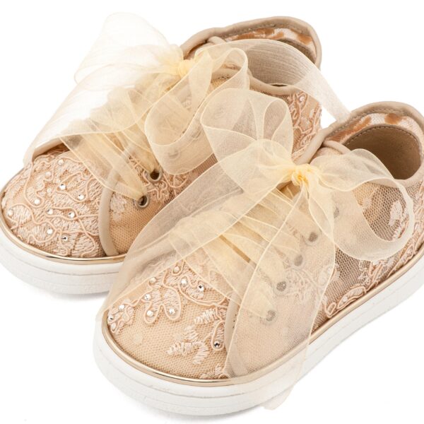 Sneaker απο Ύφασμα Φιλντιρέ Λουλούδια LU6129 Μπεζ Babywalker