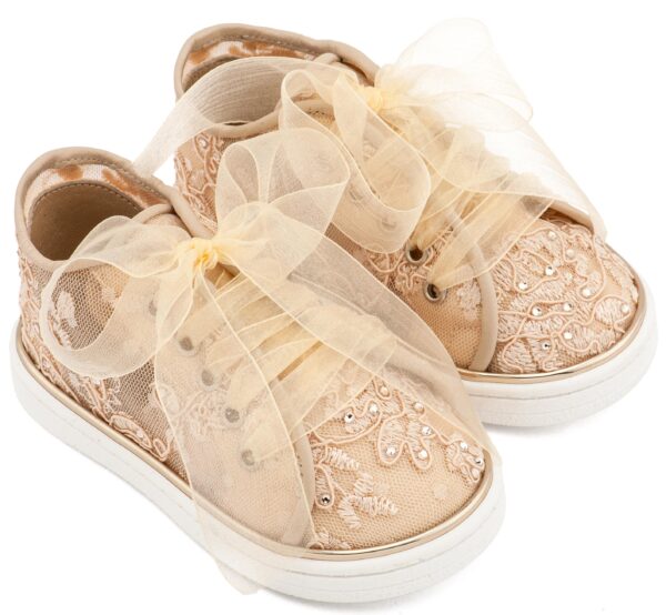 Sneaker απο Ύφασμα Φιλντιρέ Λουλούδια LU6129 Μπεζ Babywalker