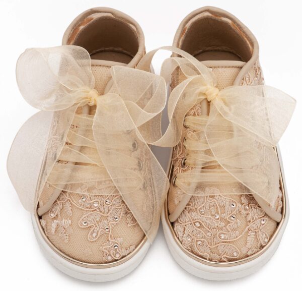 Sneaker απο Ύφασμα Φιλντιρέ Λουλούδια LU6129 Μπεζ Babywalker