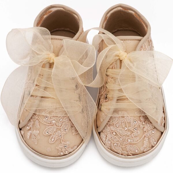 Sneaker απο Ύφασμα Φιλντιρέ Λουλούδια LU6129 Μπεζ Babywalker