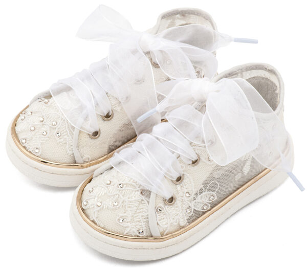 Sneaker απο Ύφασμα Φιλντιρέ Λουλούδια LU6129 Λευκό Babywalker