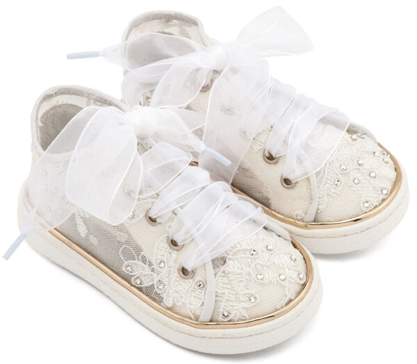 Sneaker απο Ύφασμα Φιλντιρέ Λουλούδια LU6129 Λευκό Babywalker