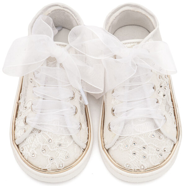 Sneaker απο Ύφασμα Φιλντιρέ Λουλούδια LU6129 Λευκό Babywalker