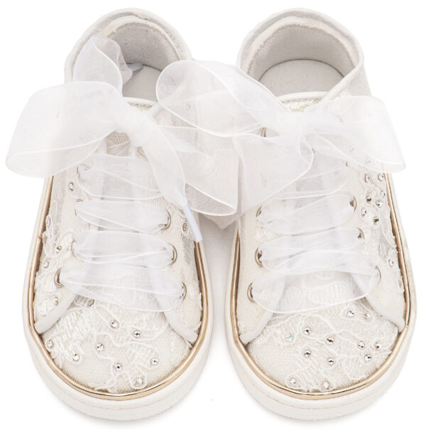 Sneaker απο Ύφασμα Φιλντιρέ Λουλούδια LU6129 Λευκό Babywalker