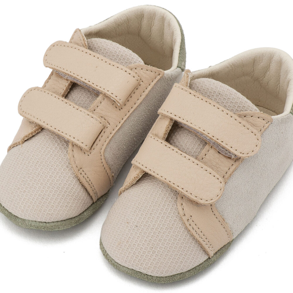 Δερμάτινο Σνικερ με Χρατς MI1138 Λευκό Μπεζ Babywalker