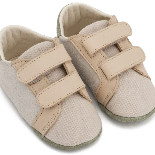 Δερμάτινο Σνικερ με Χρατς MI1138 Λευκό Μπεζ Babywalker