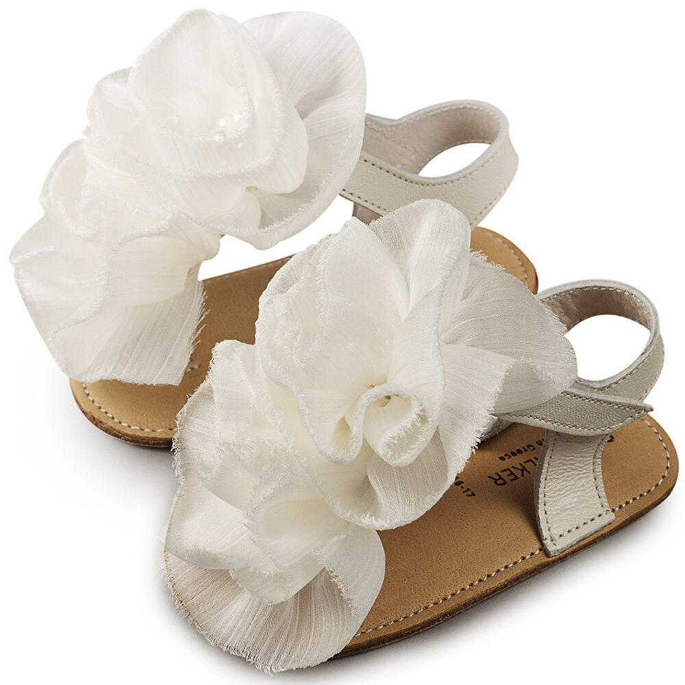 Πέδιλο με Chiffon Λουλούδια MI1559 Εκρού Babywalker