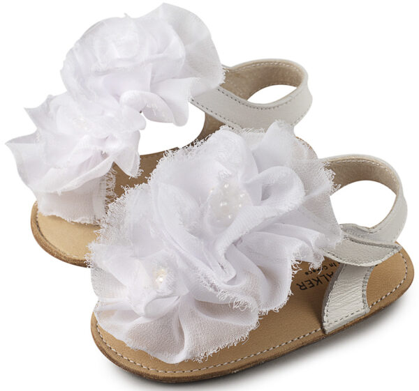 Πέδιλο με Chiffon Λουλούδια MI1559 Λευκό Babywalker