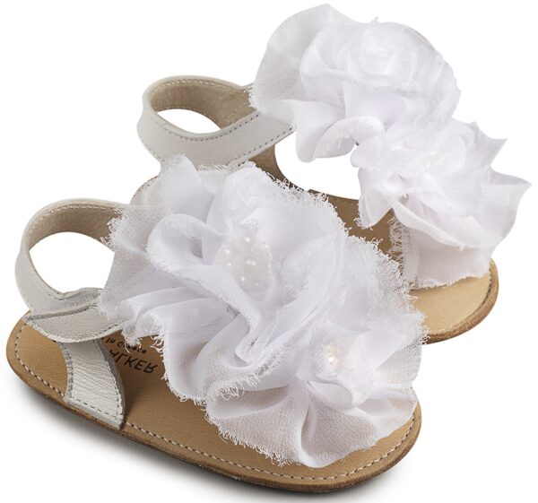 Πέδιλο με Chiffon Λουλούδια MI1559 Λευκό Babywalker