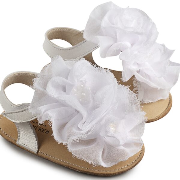 Πέδιλο με Chiffon Λουλούδια MI1559 Λευκό Babywalker