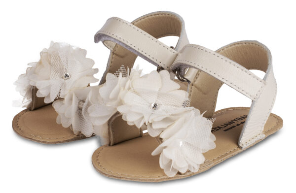 Πέδιλο με Chiffon Λουλούδια MI1633 Εκρού Babywalker