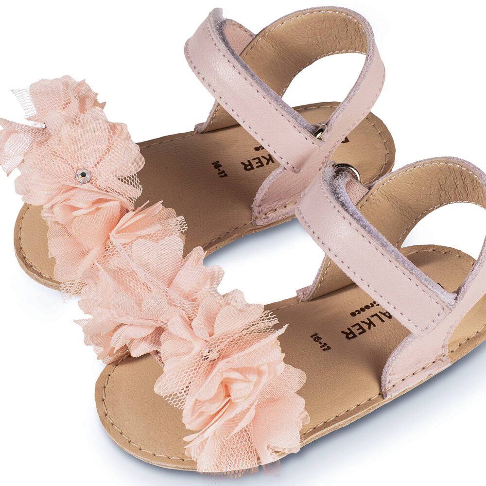 Πέδιλο με Chiffon Λουλούδια MI1633 Ροζ Babywalker