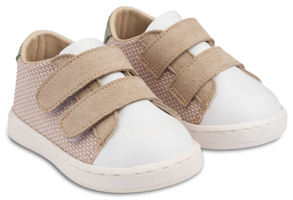 Sneakers Διπλή Μπαρέτα Χρατς PRI2104 Μπεζ Λευκό Μέντα Babywalker